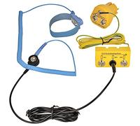 Minadax Innovador conector de tierra ESD antiestático, 1 megaohm + caja de tierra con cable de 2,80 m + manguito de muñeca con extensión de 2,4 m