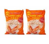 minafood Bundle para Shrimp Chips 1kg - Crackers de Gambas Originales para Freír, Snack Asiático + Bloc de Notas minafood (2, 1kg)