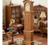 Minamzee 1:12 Juego De Accesorios para Casa De Muñecas, 3 Piezas De Reloj De Abuelo Victoriano, Fonógrafo Vintage Y Mesa Auxiliar Redonda, Decoración para Sala, Dormitorio, Cocina U Oficina