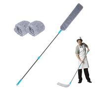 Minan Limpiador de polvo, plumero con mango largo telescópico, extensible para limpiar debajo del sofá y de los gabinetes, incluye dos fundas de microfibra