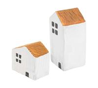 MINAOLULUS 2 Piezas de Adorno Casita de Madera en Color Claro para Decoración de Escritorio y Hogar, Decoración Sencilla para Sala y Habitación Infantil, Accesorio Estable y Creativo
