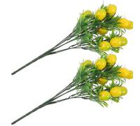 MINAOLULUS 2 Tallos Artificiales de Limón Falsos Realistas, Ramo de Ramas de Limón Simuladas Amarillas para Decoración del Hogar, Arreglos de Flores y Fiestas, Adorno Natural para Jarrón