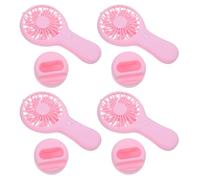 MINAOLULUS 4 Piezas Mini Ventilador Portátil Recargable por USB Base, 3 | Plástico Rosa, Uso de Mano o Sobremesa, Batería Integrada, para Trabajo y Clase