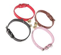 MINAOLULUS 4piezas Collares Ajustables para Ovejas y Vacas con Cascabeles Accesorios para Ganado Collar De Campanas para Cabras Collar De Campanas para Ovejas Color Rojo Negro Rosa y Marrón p