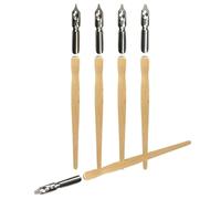 MINAOLULUS 5 Piezas Plumas de Caligrafía con Portaplumas de Madera Ergonómico, Puntas de Inmersión Nº 1-5 para Dibujo y Escritura Artística, Material de Oficina y Lettering Moderno