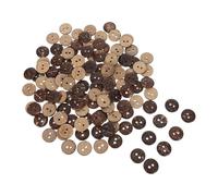MINAOLULUS Botones de Cáscara Natural Redondos de 15 Mm, 120 Piezas 2 Agujeros, Botones Pequeños Marrones para Costura, Manualidades y Decoración de Ropa, Bolsos, Sombreros y