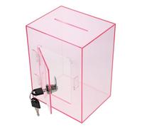 MINAOLULUS Caja de Donaciones Acrílica Rosa con Cerradura, Urna Transparente para Buzón de Sugerencias y Votación, Contenedor Seguro para Oficina y Eventos, Organizador Práctico para Sobres