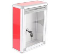 MINAOLULUS Caja de Pared para Oficina Pequeña Cerradura, Buzón de Sugerencias Rojo Transparente, Aluminio, Montaje en Pared, Buzón Colgante para Cartas, Quejas y Opiniones, Hr-019