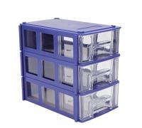 MINAOLULUS Caja Tipo Cajón Gruesa de 3 Piezas para Almacenamiento de Componentes, Contenedor Resistente Azul para Oficina y Hogar, Organizador Práctico para Piezas Pequeñas y Material