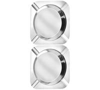 MINAOLULUS Cenicero de Acero Inoxidable Cuadrado 2 Unidades, Resistente y Compacto, para Cigarrillos en Interiores y Exteriores, Diseño Clásico para Hogar, Oficina y Automóvil