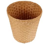 MINAOLULUS Cesto de Basura Tejido de Mimbre Natural, Cubo de Basura Doméstico de Estilo Rústico, Cesta Alta y Estrecha para Papel y Reciclaje, Papelera para Baño y Oficina, Color Original