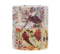 MINAOLULUS Cintas Washi Sellos Vintage 25 Mm X 5 M, 2 Rollos Adhesivos Decorativos para Scrapbooking y Diario, Calcomanías de Sellos para Manualidades y Decoración DIY, Colección Bosque E