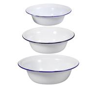 MINAOLULUS Cuencos Sopa Esmaltados Vintage de 3 Piezas, Redondos y Fáciles de Almacenar, Ideales para Cocina y Decoración Retro en Color Blanco