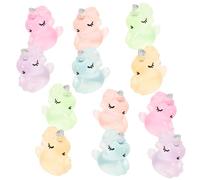 MINAOLULUS Figuras Decorativas Luminosas de Resina 12 Piezas, Mini Adornos Brillantes para Coche y Hogar, Diseño Unicornio Animalito DIY, Decoración Que Brilla Oscuridad, Color Aleatorio