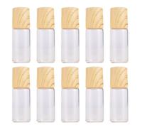 MINAOLULUS Frasco Enrollable de Aceite Esencial 10 Piezas 3 Ml Vidrio ABS para Perfume y Viaje Botellas Recargables con Cubierta de Veta de Madera
