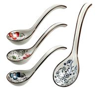 MINAOLULUS Juego de 4 Cucharas de Sopa de Cerámica Diseño Único, Mango Ergonómico para Uso en Casa y Restaurante, Ideales para Disfrutar Dumplings y Sopa Asiática