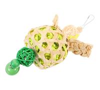 MINAOLULUS Juguete Colgante para Pájaros y Periquitos de Rafia y Papel Trenzado Verde Campana, Masticable para Jaula, Accesorio para Estimular y Entretener Aves Pequeñas