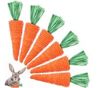 MINAOLULUS Juguete Tejido para Morder Zanahoria Grande 6 Piezas para Mascotas Pequeñas, Juguete Masticable para Conejos, Hámster y Cobayas, Material Seguro para Limpieza Dental