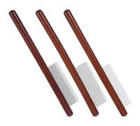 MINAOLULUS Kit de 3 Peines y Dientes de Acero Inoxidable con Mango de Madera para Mascotas Diseño Ergonómico que No Raspa la Piel, Adecuado para Perros y Mascotas Pequeñas