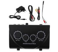 MINAOLULUS Mezclador de Audio Profesional Ktv con Entrada de Micrófono Dual, Control Independiente de Volumen, Material Abs Resistente, Color Negro, Compacto para Karaoke y Suministros
