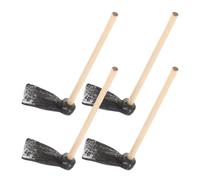 MINAOLULUS Mini Azadas de Jardín en Casas de Muñecas para Decoración Creativa 4 en Miniatura de Plástico y Madera y Jardines en Miniatura