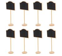 MINAOLULUS Mini Pizarras de Madera Negras 10 Pcs Soporte Curvo para Notas y Decoración de Fiesta Cumpleaños, Tablero de Mensajes Reutilizable, Pizarra Pequeña para Señalización