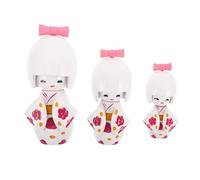 MINAOLULUS Muñecas Kokeshi Japonesas Tradicionales de Kimono, Set de 3 Piezas en Madera Pintada a Mano, Decoración Oriental para Hogar y Oficina, Figuras Coleccionables de Arte