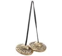 MINAOLULUS Platillos Tingsha de Latón Nepalí, Campanas de Meditación Tibetana para Yoga y Relajación, Platillos de Percusión Manual Doble Dragón, Instrumento para Terapias de Sonido