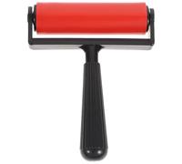 MINAOLULUS Rodillo de Goma para Impresión y Grabado de 10 Cm, Herramienta de Estampado Artesanal Roja, Rodillo para Manualidades y Pintura, Superficie Lisa y Mango Desmontable, Uso