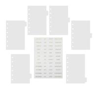 MINAOLULUS Separadores de Carpeta de 6 Anillas Transparentes A7, Divisores de Página de Plástico Mate con 7 Hojas y Pegatinas Doradas, Organizador para Archivador y Planificador Escolar