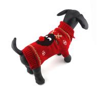 MINAOLULUS Suéter para Perro Rojo Diseño de Ciervo, sin Botones ni Mangas, Tejido en Fibras Acrílicas, Adecuado para Fiestas Navideñas y Perros Pequeños o Grandes