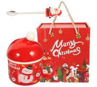 MINAOLULUS Taza de Café de Cerámica Diseño de Santa Claus, Capacidad 300ml, Mango Cómodo para Sujetar, Adecuado para Obsequio de Navidad Cuchara y Caja Decorativa