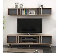 Minar by Home Mania Mueble de televisión con Estante Bren-L. 180 cm. Altura: 48 cm. Gris Antracita