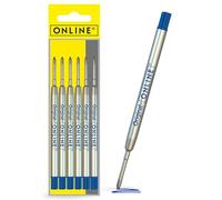 Minas de repuesto para bolígrafo de Online, estándar internacional, grosor de trazo M, indeleble, juego de 6 minas para bolígrafo, color de tinta azul