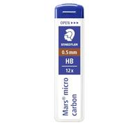 Minas Staedtler para portaminas tipo HB, micro carbón 250 de 0.5 mm, 4 paquetes.