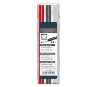 Minas universales en grafito, blanco y rojo para portaminas, ideales para dibujo, escritura y esbozos artísticos.