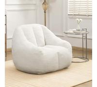 MINCETA Puf para adultos, cómodo sofá puf con reposabrazos, puf blanco con soporte de espalda para sala de estar, dormitorio