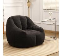 MINCETA Puf para adultos, cómodo sofá puf con reposabrazos, puf gris oscuro con soporte de espalda para sala de estar, dormitorio