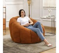MINCETA Puf para adultos, puf con forma floral con soporte para la espalda, silla grande naranja para sala de estar, dormitorio, sin montaje