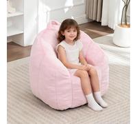 MINCETA Puf para niños, puf pequeño con relleno, cómodo puf rosa con asa para sala de estar, dormitorio