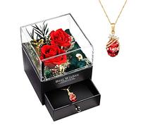MINCHEDA Rosas Eternas con Collar, Flores Preservadas con Joyas Regalo para Navidad Día de la Madre San Valentín Aniversario Bodas Cumpleaños para Mujer, Novia, Esposa
