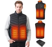 Mincoo Chaleco Calefactable Hombre con Batería De 10000 mAh, 3 Temperaturas, 5 Zonas de Calentamiento, Chaqueta Calentable con Carga USB, para Esquí, Motociclismo, Senderismo y Pesca(Negro,S)