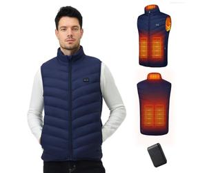 Mincoo Chaleco Calefactable Hombre con Batería De 10000 mAh, 3 Temperaturas, 5 Zonas de Calentamiento, Chaqueta Calentable con Carga USB, para Esquí, Motociclismo, Senderismo y Pesca(Azul,XXL)
