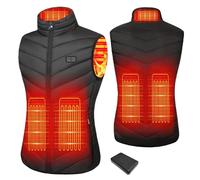 Mincoo Chaleco Calefactable Mujer con Batería De 10000 mAh, 3 Temperaturas, 5 Zonas de Calentamiento, Chaqueta Calentable con Carga USB, para Esquí, Motociclismo, Senderismo y Pesca (Negro,L)