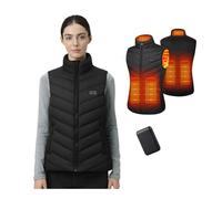 Mincoo Chaleco Calefactable Mujer con Batería De 10000 mAh, 3 Temperaturas, 5 Zonas de Calentamiento, Chaqueta Calentable con Carga USB, para Esquí, Motociclismo, Senderismo y Pesca (Negro,XXL)