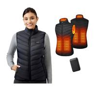 Mincoo Chaleco Calefactable Mujer con Batería De 10000 mAh, 3 Temperaturas, 5 Zonas de Calentamiento, Chaqueta Calentable con Carga USB, para Esquí, Motociclismo, Senderismo y Pesca (Negro,XL)