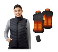 Mincoo Chaleco Calefactable Mujer con Batería De 10000 mAh, 3 Temperaturas, 5 Zonas de Calentamiento, Chaqueta Calentable con Carga USB, para Esquí, Motociclismo, Senderismo y Pesca (Negro,S)