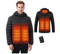 Mincoo Chaqueta Calefactable Adecuado Para Hombres,con Temperatura Ajustable Chaquetas calefactora con 3 Temperaturas & 5 Zonas Ideal para Acampar Actividades al Aire Libre invierno(Negro Herren, XXL)