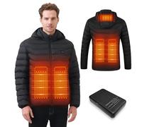 Mincoo Chaqueta Calefactable Adecuado Para Hombres,con Temperatura Ajustable Chaquetas calefactora con 5 Zonas Ideal para Acampar Actividades al Aire Libre invierno(Negro Herren, XL)