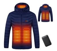Mincoo Chaqueta Calefactable Hombre con Batería 10000mAh, Chaquetas con Calefaccion con 5 Zonas, 3 Temperaturas, Control Doble, Ideal para Senderismo, Esquí y Acampar